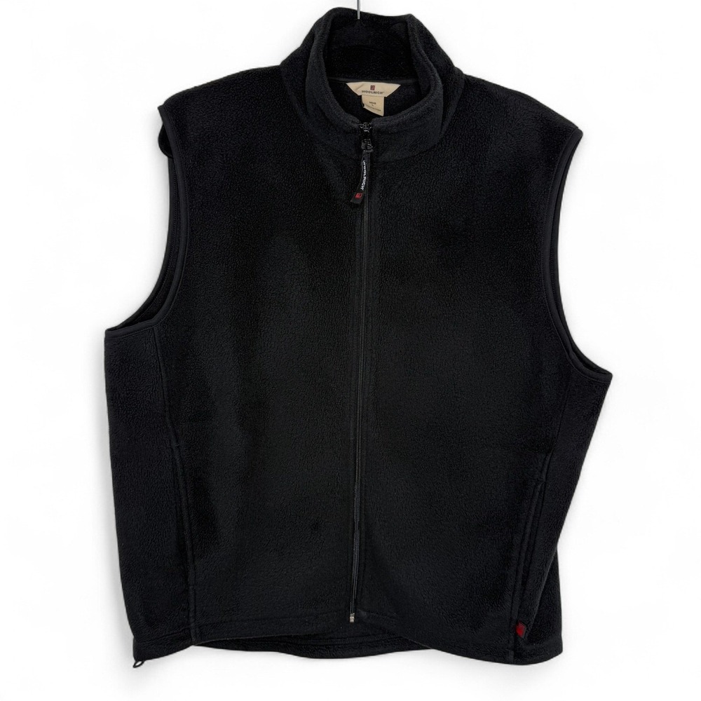 Woolrich Men's Black Fleece Vest Full Zip Outdoor Heritage Gorpcore Layering L